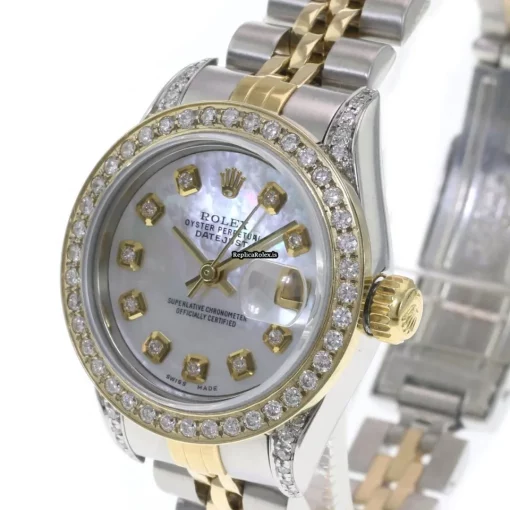 Defect Replica Rolex Lady-datejust 69173 Caliber 2135 Automatic Movement 26mm Gold/steel Case Womens Watch - Image 2