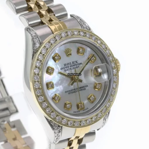 Defect Replica Rolex Lady-datejust 69173 Caliber 2135 Automatic Movement 26mm Gold/steel Case Womens Watch - Image 4