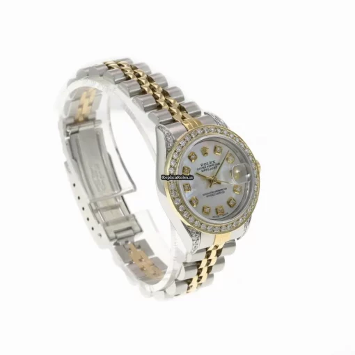 Defect Replica Rolex Lady-datejust 69173 Caliber 2135 Automatic Movement 26mm Gold/steel Case Womens Watch - Image 9