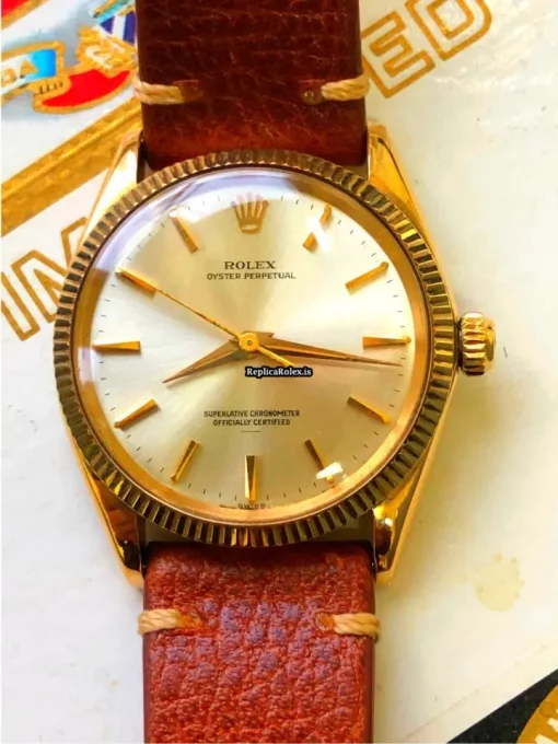 Distinctive Copy Rolex Oyster Perpetual 34 1005 Caliber 1560 Automatic Movement 34mm Yellow Gold Case Mens/unisex Watch