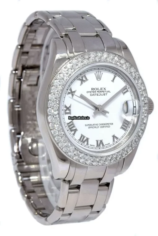 Incredible Replica Rolex Lady-datejust Pearlmaster 81209 Automatic Movement 29mm White Gold Case Watch - Image 4