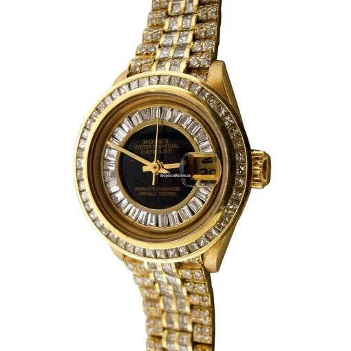Swiss Fake Rolex Datejust Caliber 2135 Automatic Movement 26mm Yellow Gold Case Womens Watch