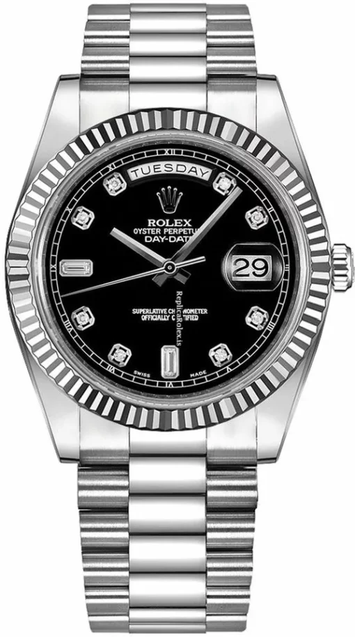 Fine Fake Rolex Day-date II 218239 Caliber 3156 Automatic Movement 41mm White Gold Case Mens/unisex Watch