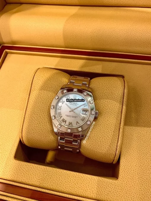 Suitable Fake Rolex Lady-datejust Pearlmaster 81319 Caliber 2235 Automatic Movement 34mm White Gold Case Womens Watch