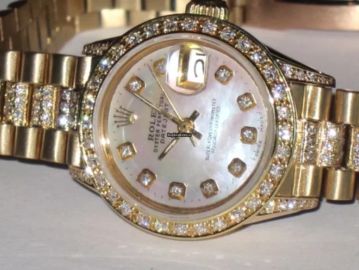 Appealing Replica Rolex Datejust Self Winding Automatic 26mm Yellow Gold Case Womens Watch - Image 3