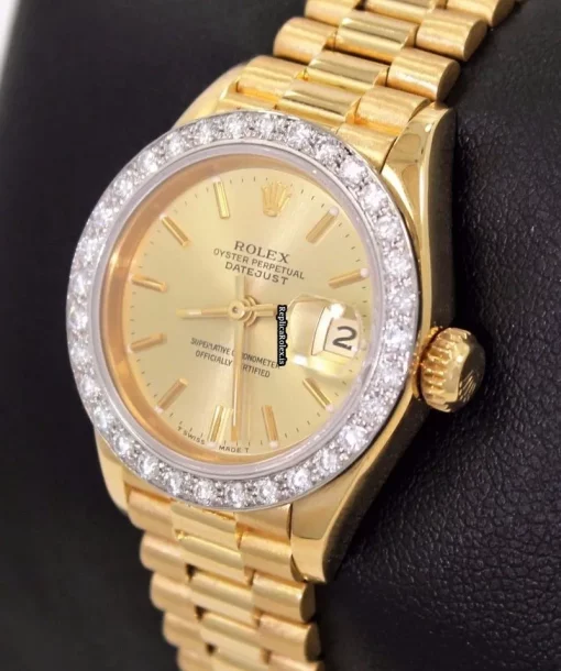 Fabulous Replica Rolex Lady-datejust 69178 Automatic Movement 26mm Yellow Gold Case Womens Watch - Image 2