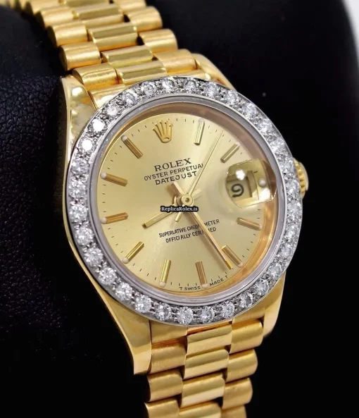Fabulous Replica Rolex Lady-datejust 69178 Automatic Movement 26mm Yellow Gold Case Womens Watch - Image 3