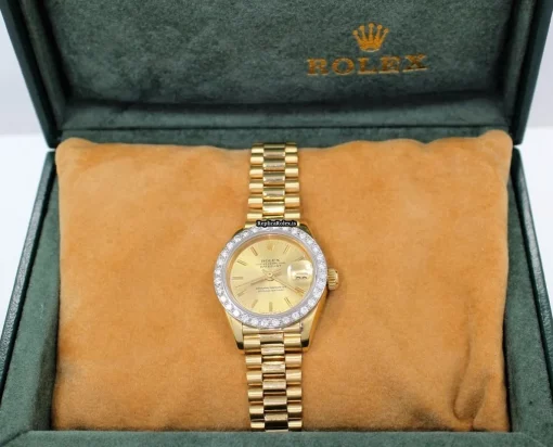 Fabulous Replica Rolex Lady-datejust 69178 Automatic Movement 26mm Yellow Gold Case Womens Watch - Image 4