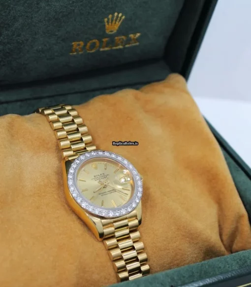 Fabulous Replica Rolex Lady-datejust 69178 Automatic Movement 26mm Yellow Gold Case Womens Watch - Image 5