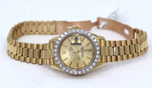 Fabulous Replica Rolex Lady-datejust 69178 Automatic Movement 26mm Yellow Gold Case Womens Watch - Image 6