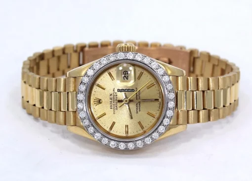 Fabulous Replica Rolex Lady-datejust 69178 Automatic Movement 26mm Yellow Gold Case Womens Watch - Image 7