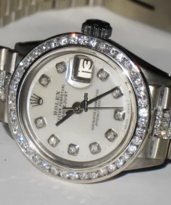 Good Replica Rolex Datejust Self Winding Automatic 26mm White Gold Case Womens Watch