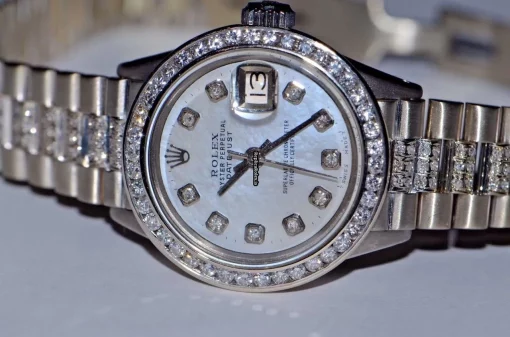 Good Replica Rolex Datejust Self Winding Automatic 26mm White Gold Case Womens Watch - Image 3