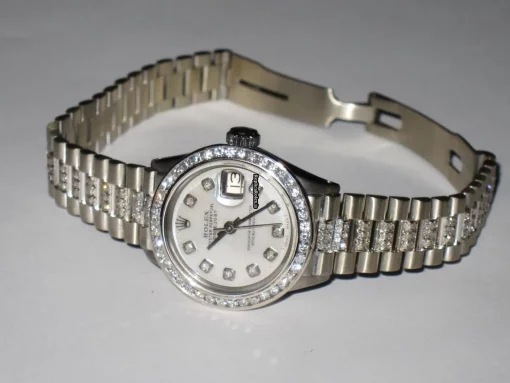 Good Replica Rolex Datejust Self Winding Automatic 26mm White Gold Case Womens Watch - Image 4