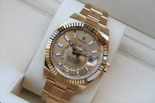 Top Fake Rolex Sky-dweller 326938 Caliber 9001 Automatic Movement 42mm Yellow Gold Case Mens/unisex Watch - Image 3