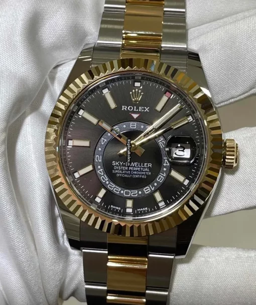 Recommend Fake Rolex Sky-dweller 326933 Caliber 9001 Automatic Movement 42mm Gold/steel Case Mens/unisex Watch - Image 2
