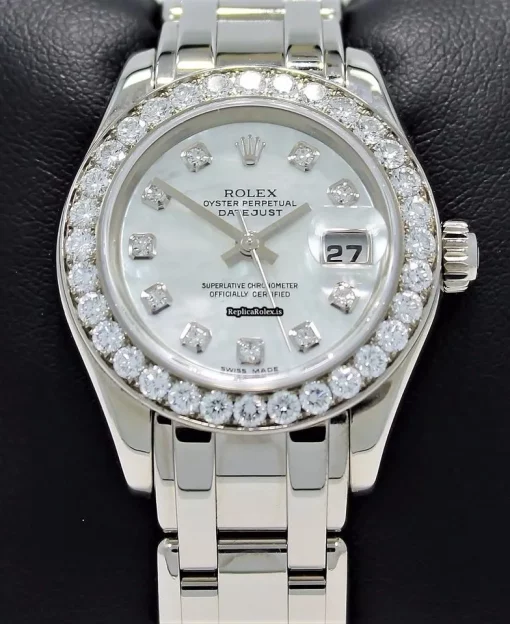 Unique Replica Rolex Lady-datejust Pearlmaster 80299 Automatic Movement 29mm White Gold Case Watch - Image 3