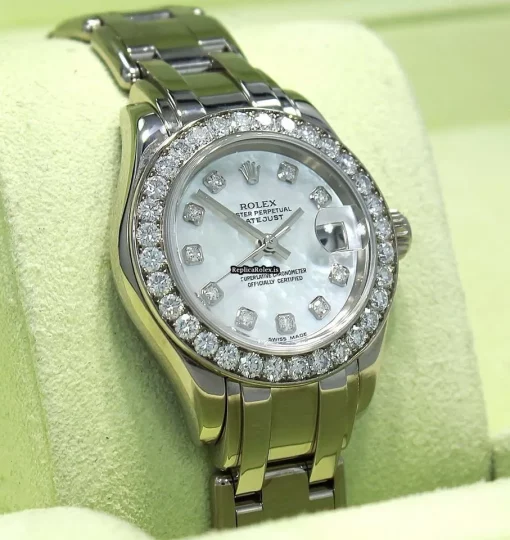 Unique Replica Rolex Lady-datejust Pearlmaster 80299 Automatic Movement 29mm White Gold Case Watch - Image 5