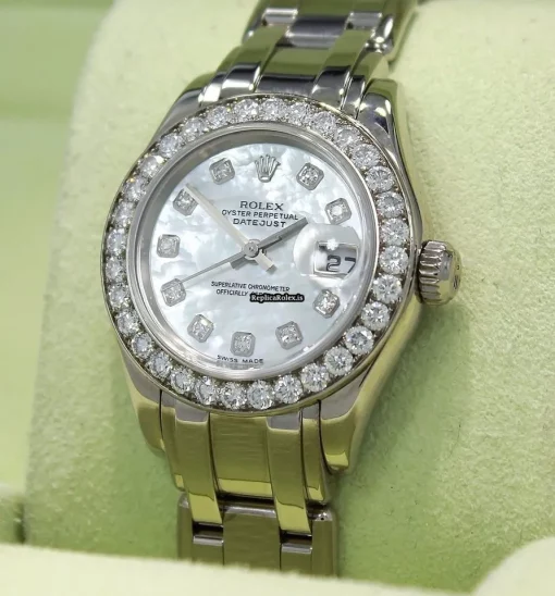 Unique Replica Rolex Lady-datejust Pearlmaster 80299 Automatic Movement 29mm White Gold Case Watch - Image 7