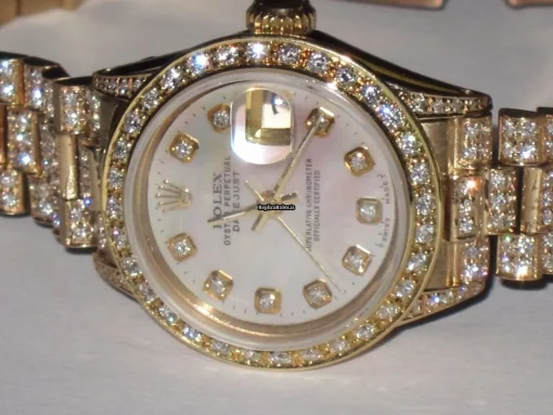Special Clone Rolex Datejust Self Winding Automatic 26mm Yellow Gold Case Womens Watch - Image 3