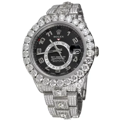 Top Fake Rolex Sky-dweller Caliber 9001 Automatic Movement 42mm White Gold Case Mens/unisex Watch