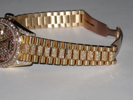 Beautiful Fake Rolex Datejust Self Winding Automatic 26mm Yellow Gold Case Womens Watch - Image 6