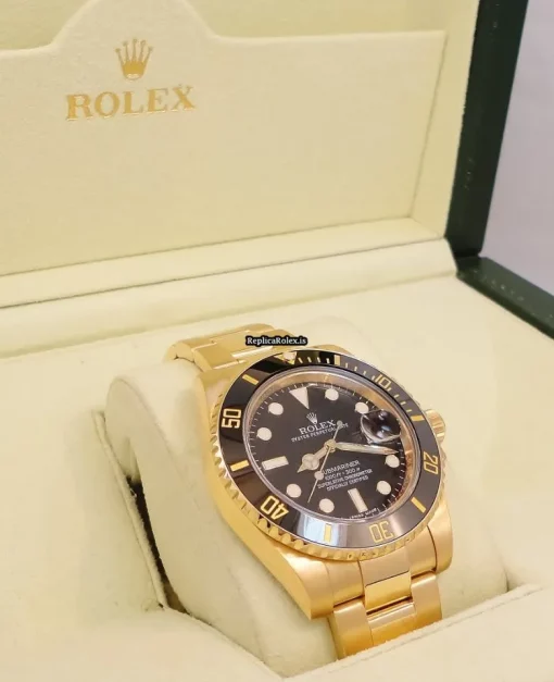 Wonderful Copy Rolex Submariner Date 116618ln Caliber 3135 Automatic Movement 40mm Yellow Gold Case Mens/unisex Watch - Image 4