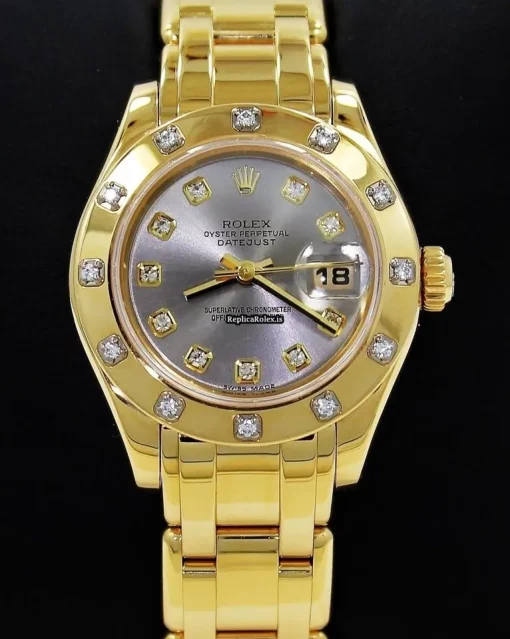1:1 Replica Rolex Lady-datejust Pearlmaster 80318 Automatic Movement 29mm Yellow Gold Case Womens Watch - Image 2