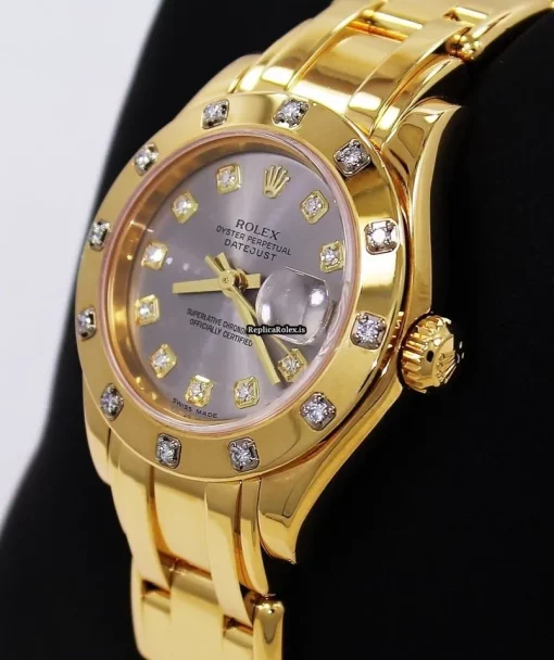 1:1 Replica Rolex Lady-datejust Pearlmaster 80318 Automatic Movement 29mm Yellow Gold Case Womens Watch - Image 3