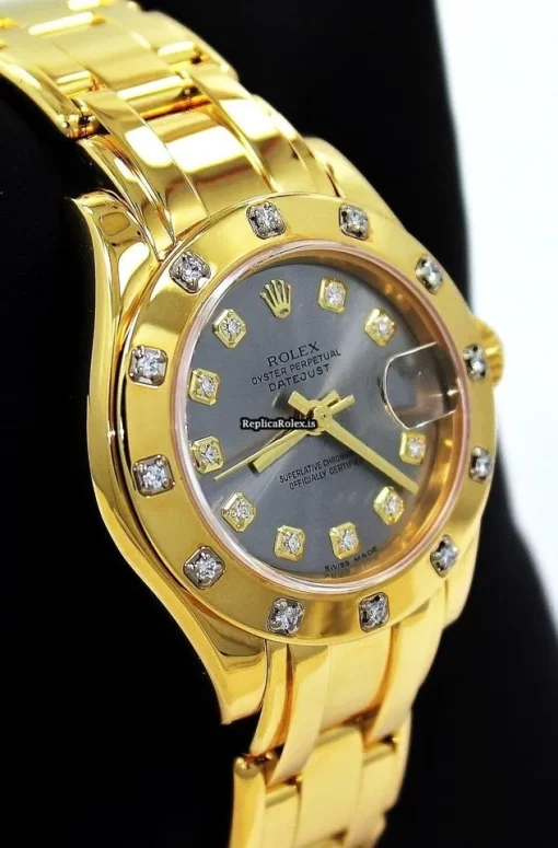 1:1 Replica Rolex Lady-datejust Pearlmaster 80318 Automatic Movement 29mm Yellow Gold Case Womens Watch - Image 4