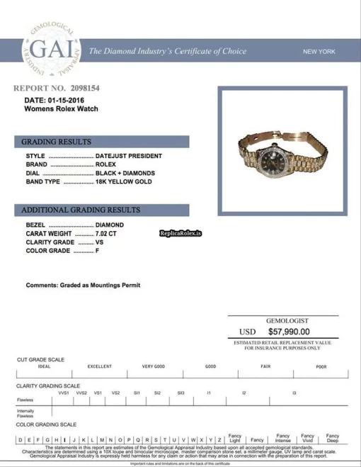 Offering Fake Rolex Datejust Self Winding Automatic 26mm Yellow Gold Case Womens Watch - Image 2