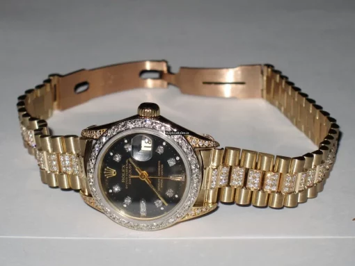 Offering Fake Rolex Datejust Self Winding Automatic 26mm Yellow Gold Case Womens Watch - Image 4