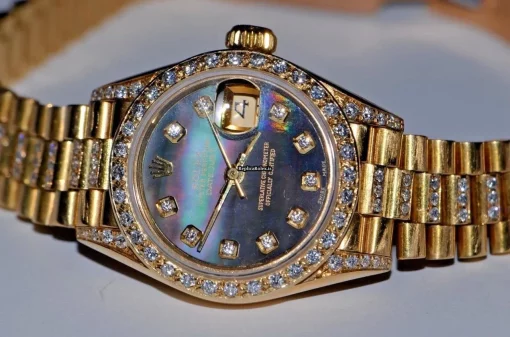 Offering Replica Rolex Datejust Self Winding Automatic 26mm Yellow Gold Case Womens Watch - Image 3