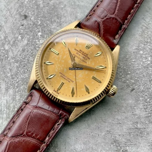 Pleasing Replica Rolex Oyster Perpetual 6567 Caliber 1030 Automatic Movement 34mm Yellow Gold Case Mens/unisex Watch