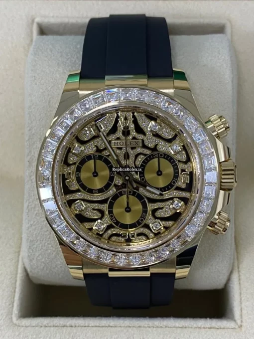 Lovely Copies Rolex Daytona 116588tbr Automatic Movement 40mm Yellow Gold Case Mens/unisex Watch - Image 5