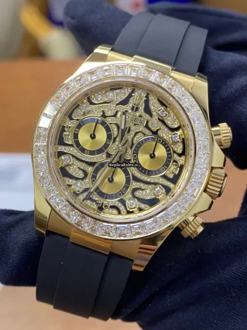 Lovely Copies Rolex Daytona 116588tbr Automatic Movement 40mm Yellow Gold Case Mens/unisex Watch - Image 8