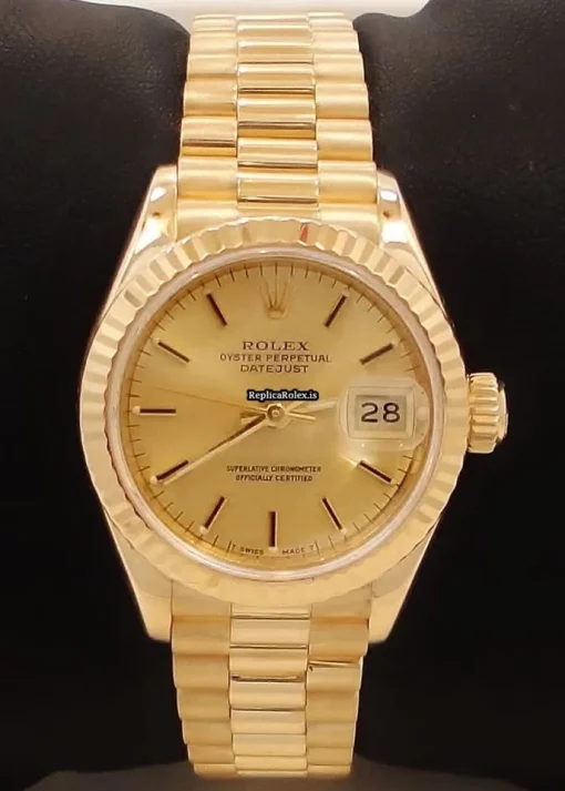 Luxury Replica Rolex Lady-datejust 69178 Automatic Movement 26mm Yellow Gold Case Womens Watch - Image 2
