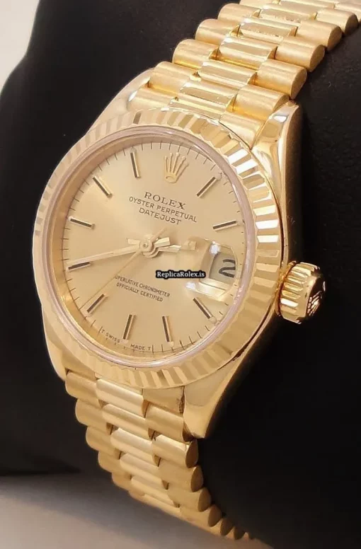 Luxury Replica Rolex Lady-datejust 69178 Automatic Movement 26mm Yellow Gold Case Womens Watch - Image 3