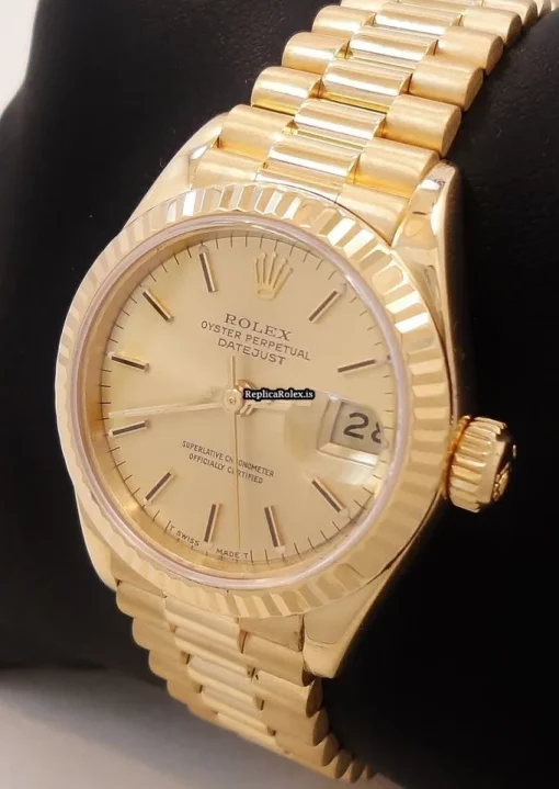 Luxury Replica Rolex Lady-datejust 69178 Automatic Movement 26mm Yellow Gold Case Womens Watch - Image 4
