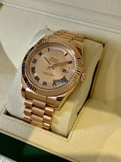 Wonderful Fake Rolex Day-date II 218235 Caliber 3156 Automatic Movement 41mm Rose Gold Case Mens/unisex Watch