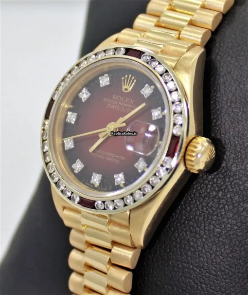 Quality Imitation Rolex Lady-datejust 69178 Automatic Movement 26mm Yellow Gold Case Womens Watch - Image 2