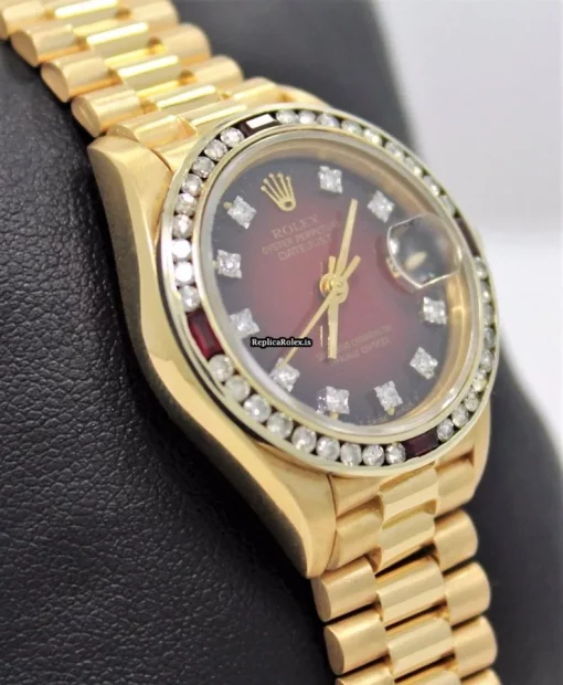 Quality Imitation Rolex Lady-datejust 69178 Automatic Movement 26mm Yellow Gold Case Womens Watch - Image 3