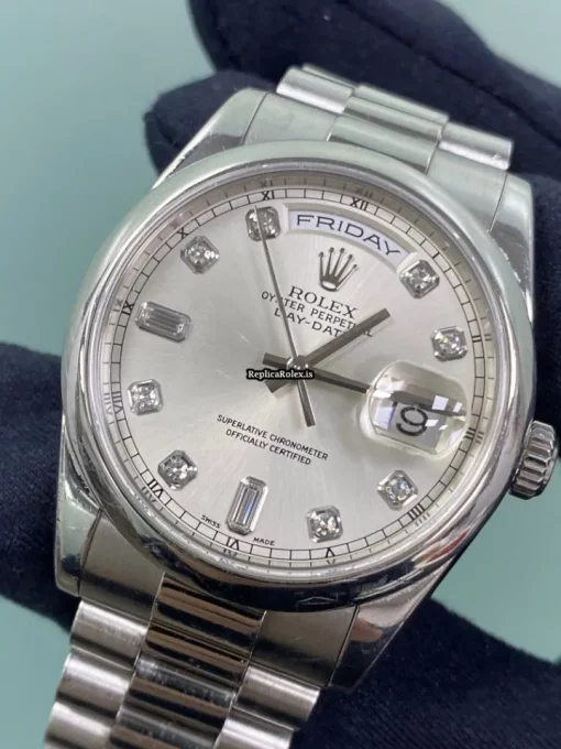 Unique Fake Rolex Day-date 36 118206 Caliber 3155 Automatic Movement 36mm Platinum Case Mens/unisex Watch