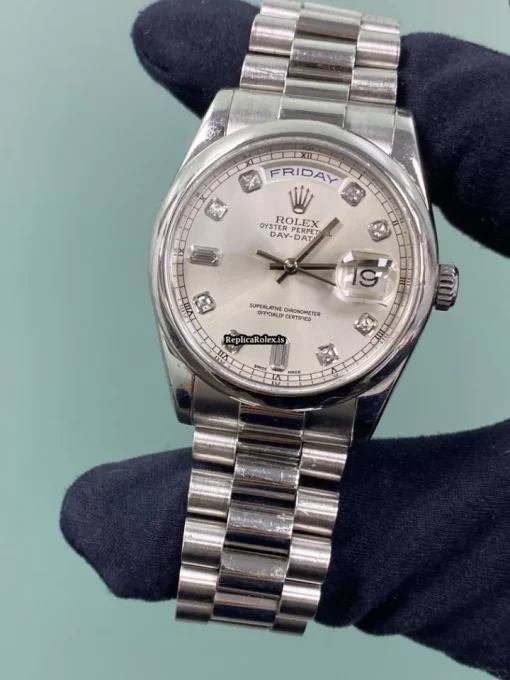 Unique Fake Rolex Day-date 36 118206 Caliber 3155 Automatic Movement 36mm Platinum Case Mens/unisex Watch - Image 2