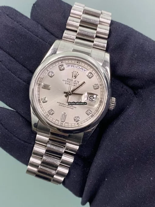Unique Fake Rolex Day-date 36 118206 Caliber 3155 Automatic Movement 36mm Platinum Case Mens/unisex Watch - Image 4