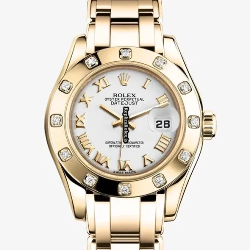 Special Replica Rolex Lady-datejust Pearlmaster 80318 Caliber 2235 Automatic Movement 29mm Yellow Gold Case Womens Watch