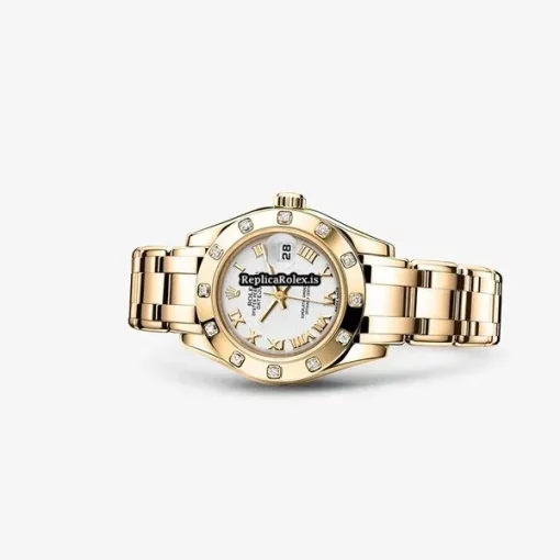 Special Replica Rolex Lady-datejust Pearlmaster 80318 Caliber 2235 Automatic Movement 29mm Yellow Gold Case Womens Watch - Image 2