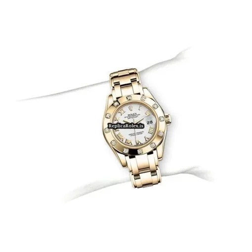 Special Replica Rolex Lady-datejust Pearlmaster 80318 Caliber 2235 Automatic Movement 29mm Yellow Gold Case Womens Watch - Image 5