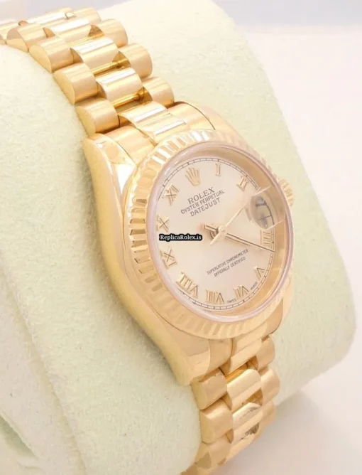 Perfect Fake Rolex Lady-datejust 179178 Automatic Movement 26mm Yellow Gold Case Watch - Image 2