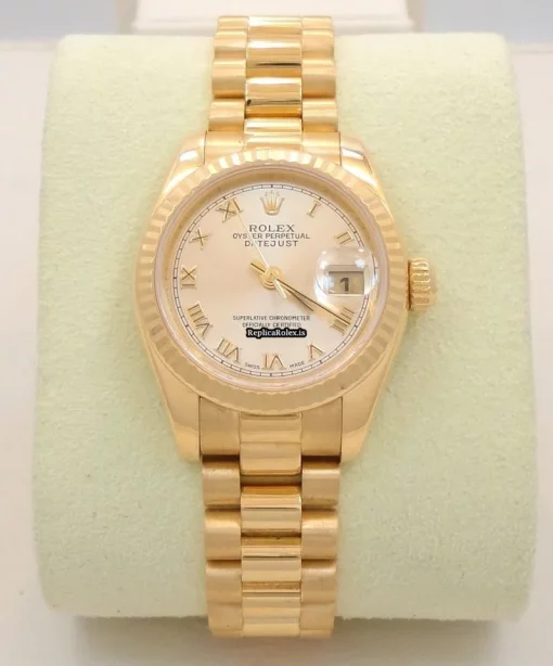 Perfect Fake Rolex Lady-datejust 179178 Automatic Movement 26mm Yellow Gold Case Watch - Image 3